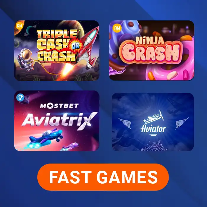 Great selection of fast games at Mostbet Casino