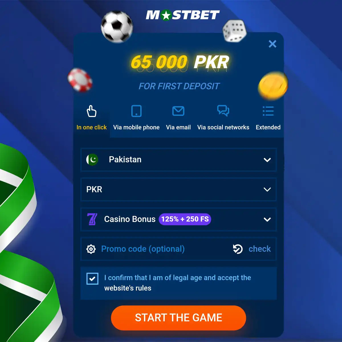 Registration process on the Mostbet platform