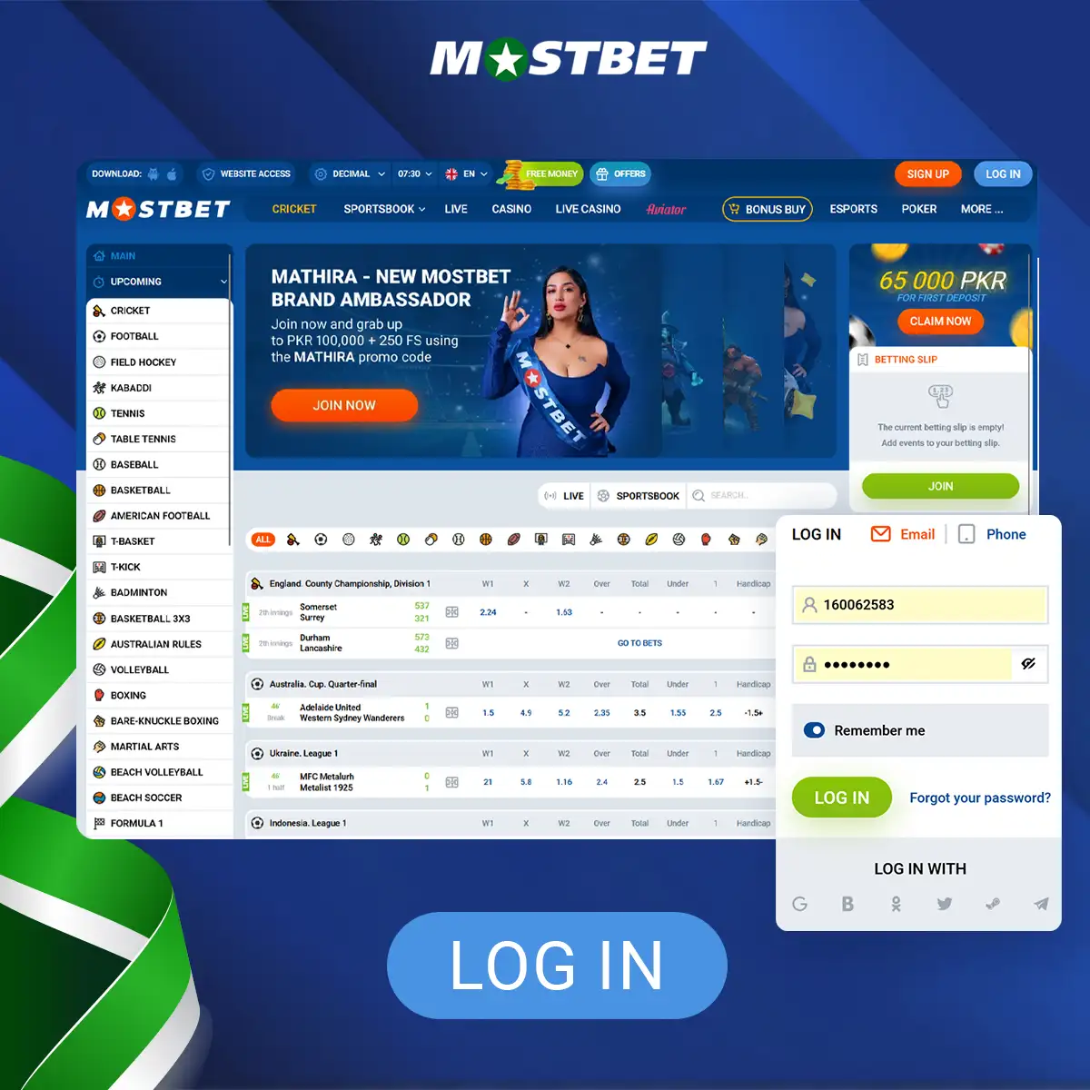 How to log in to Mostbet after registration