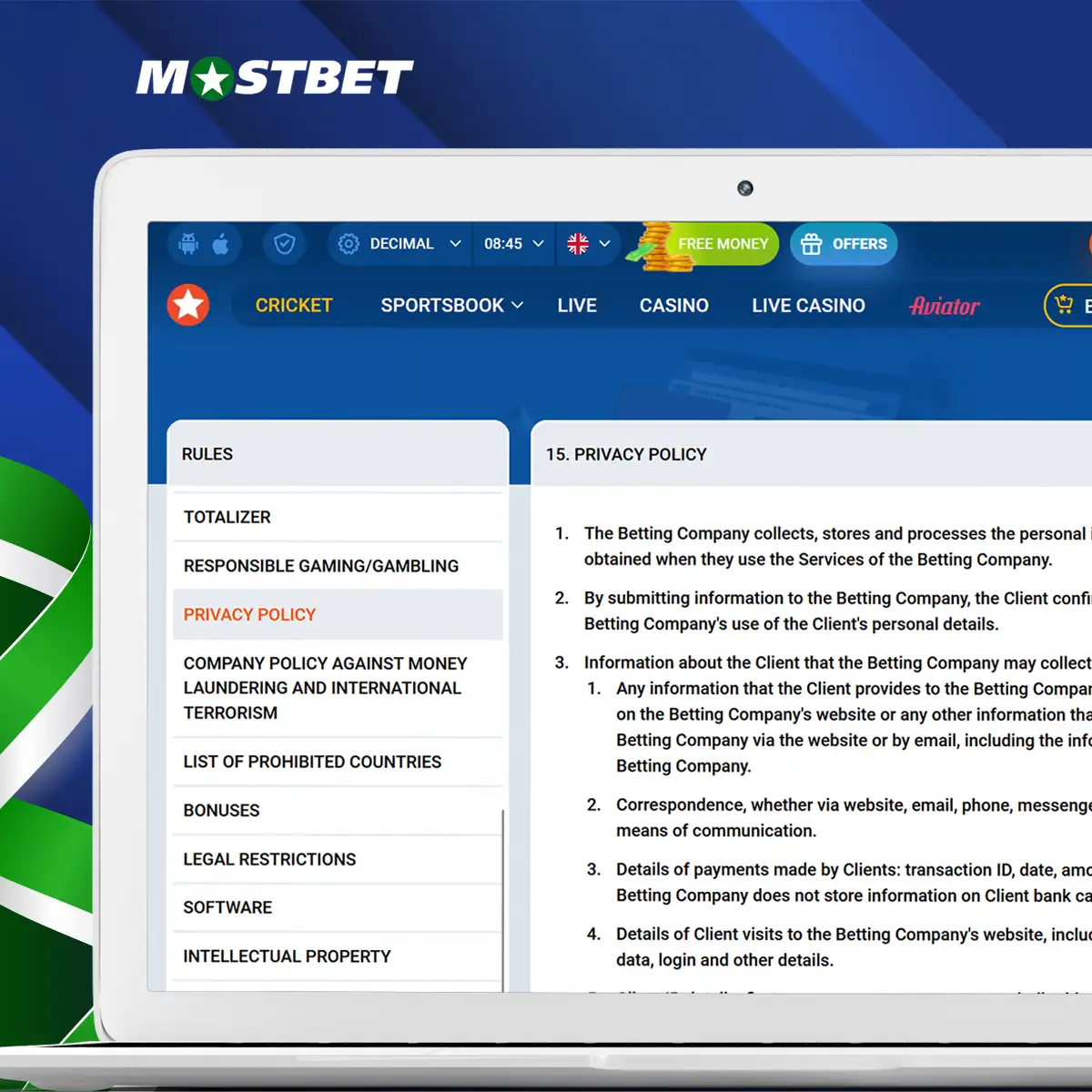 Mostbet stores customer data securely